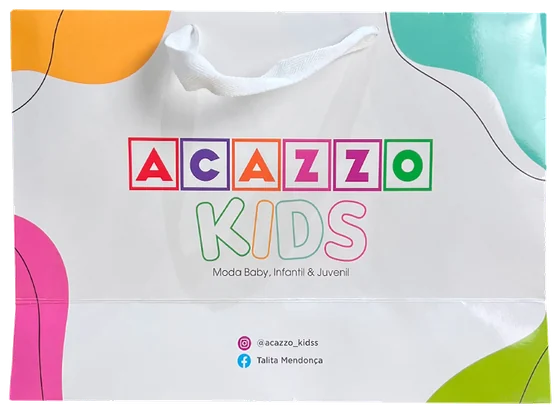 Sacola de papel personalizada infantil com formas coloridas